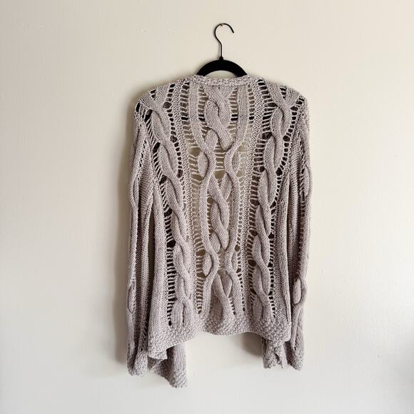 Anthropologie Far Away From Close Brown Open Knit Open Front Boho Cardigan - MP - Picture 5 of 6